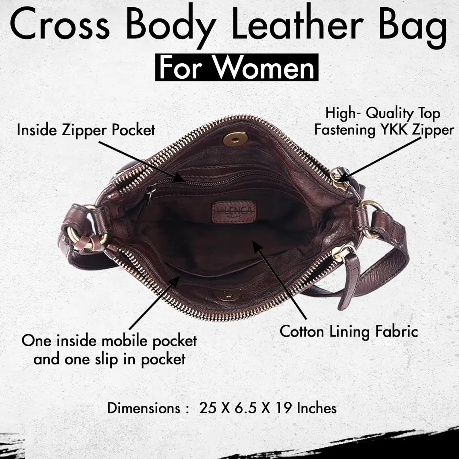Genuine Leather Crossbody Sling Bag for Women - Trendy Casual Office Bag with Adjustable Strap