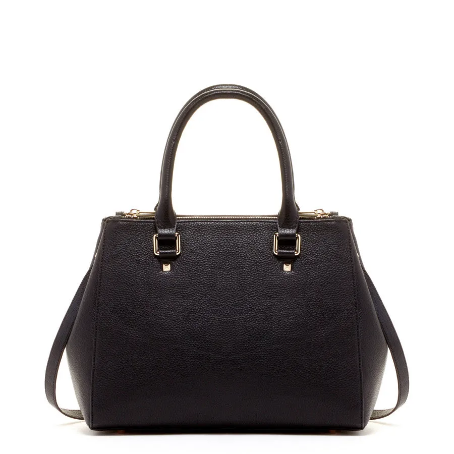 Genuine Leather Satchel Bag in Solid Black | Susu