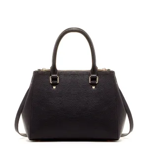 Genuine Leather Satchel Bag in Solid Black | Susu