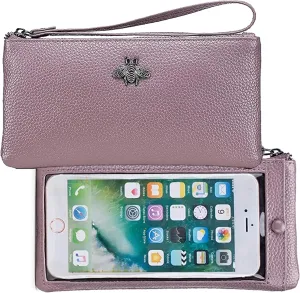 Genuine Leather Touch Screen Phone Clutch Bag Wristlet Handbag Wallet for Women Girls