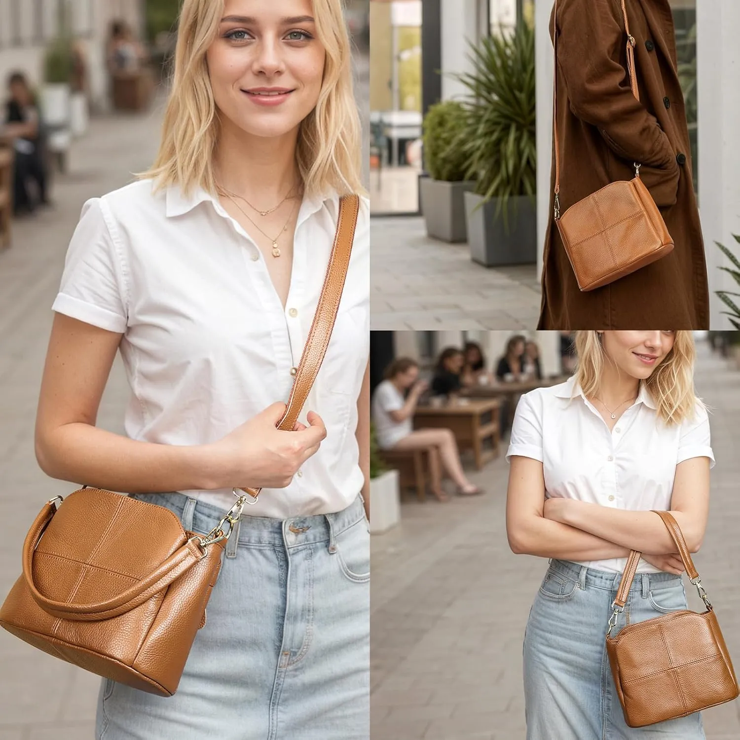 Genuine Leather Women Shoulder Bag Small Crossbody Bags Purse Mini Casual Hobo Lady Handbags and Purses Messenger Satchel