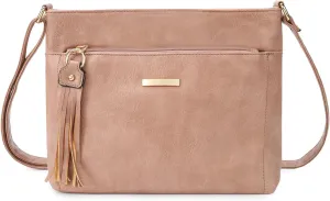 Gladdon Tassels Crossbody Bags for Women Medium Size Leather Shoulder Purse Trendy Soft Travel Shoulder Handbags