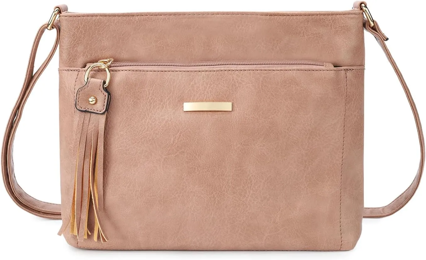 Gladdon Tassels Crossbody Bags for Women Medium Size Leather Shoulder Purse Trendy Soft Travel Shoulder Handbags