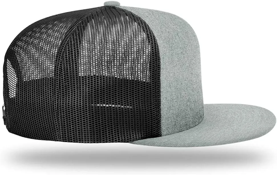 God is Greater Mountain Leather Flatbill Christian Trucker Hat - Fit Snapback Hat - Breathable Mesh Side for Casual Wear