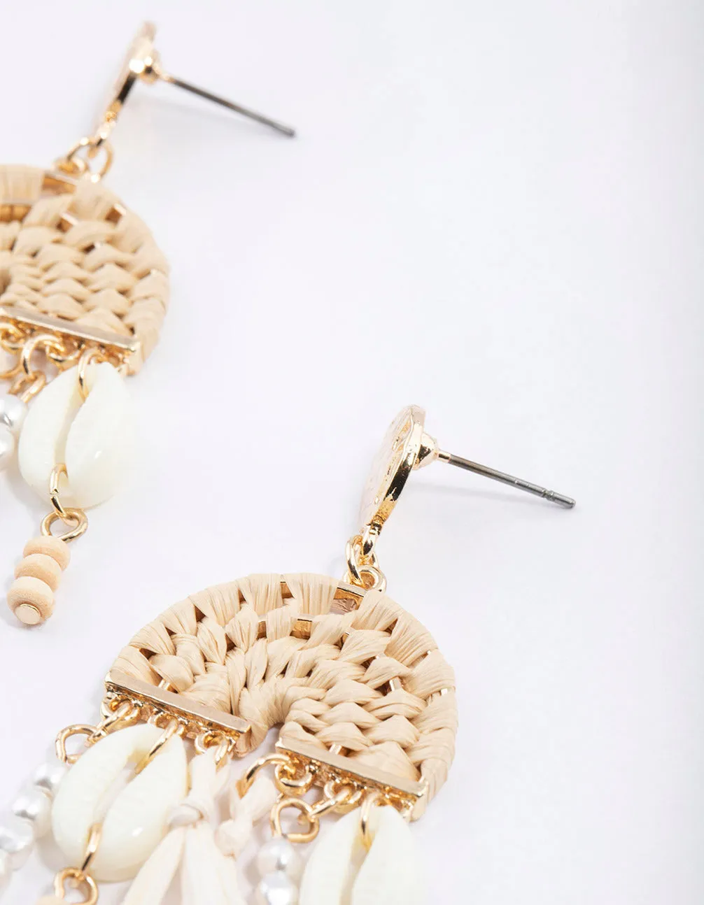Gold Multi Fringe Pearl Tassel Earrings
