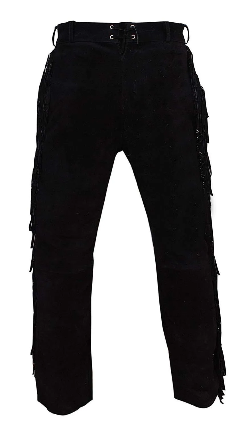 Golden Brown Suede Leather Fringe Pants For Men Western Pant MFP1132
