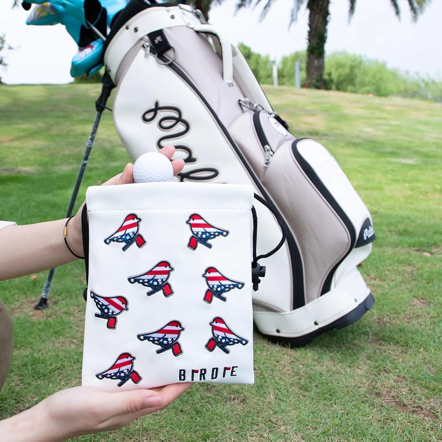 Golf Valuables Pouch - Leather Tee Pouch with Drawstring Closure, Portable Golf Accessories