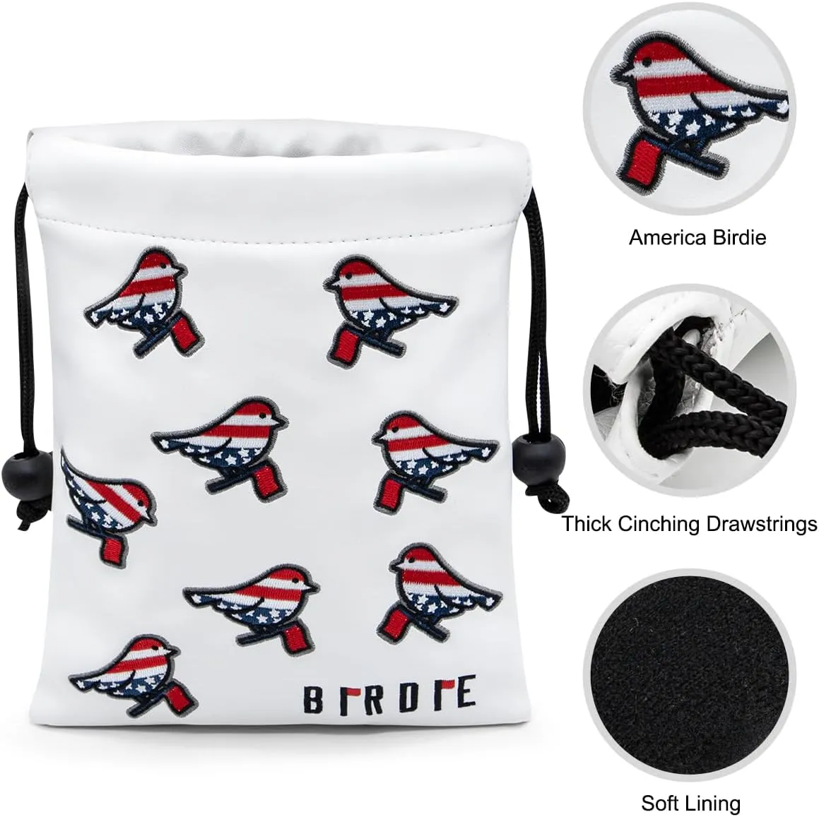 Golf Valuables Pouch - Leather Tee Pouch with Drawstring Closure, Portable Golf Accessories