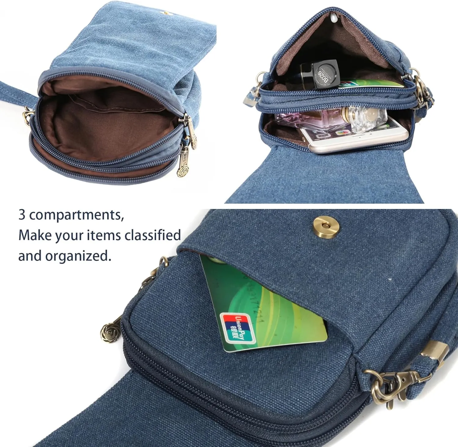 Goodhan Embroidery Canvas Crossbody Bag Cell phone Pouch Coin Purse for Women