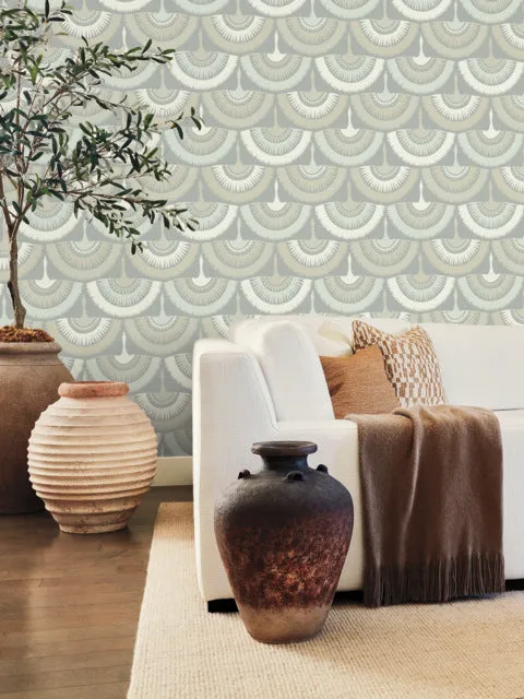 Gray Feather and Fringe Wallpaper