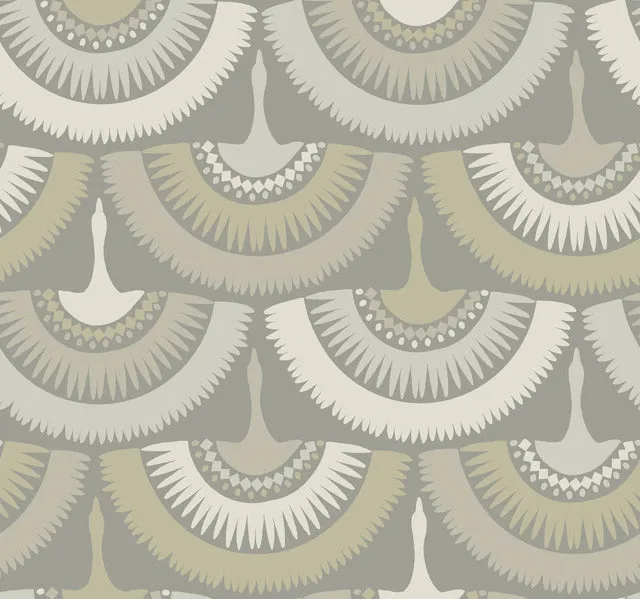 Gray Feather and Fringe Wallpaper