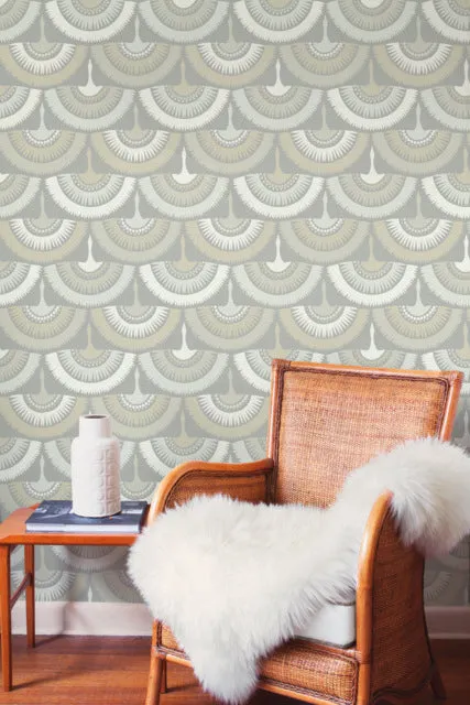 Gray Feather and Fringe Wallpaper