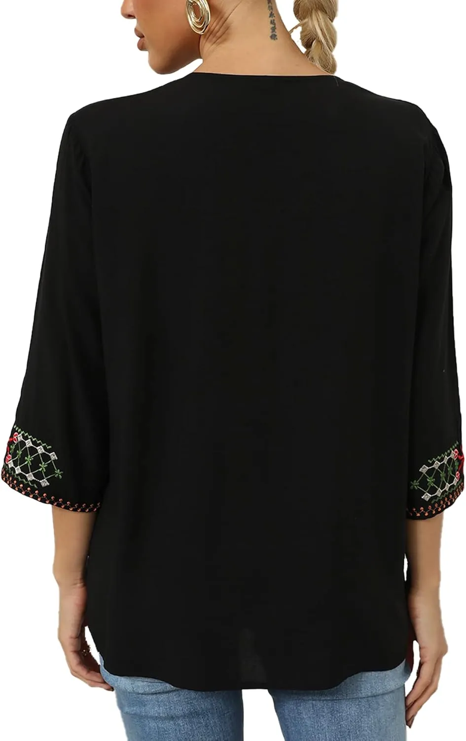 Grosy Bohemian Embroidered Tops for Women, Hippie Clothes, Mexican Peasant Blouses, Traditional Boho Clothing Tunic Shirts