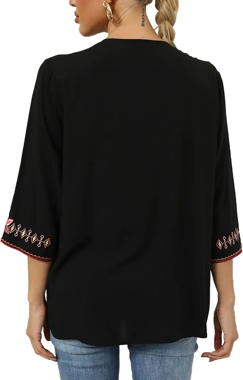Grosy Bohemian Embroidered Tops for Women, Hippie Clothes, Mexican Peasant Blouses, Traditional Boho Clothing Tunic Shirts