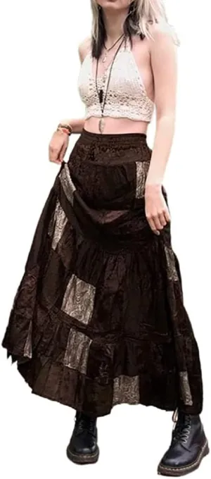 Grunge Fairycore Clothes Alt Aesthetic Peasant Skirt 90s E-Girl Harajuku Cottagecore Boho Hippie Indie Dress