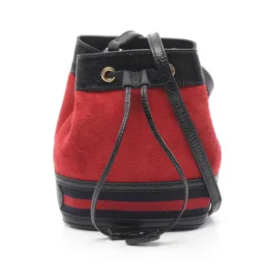 GUCCI Ophidia Mini Bucket Bag Embroidery Suede Leather Red Black 953012 Shoulder Bag