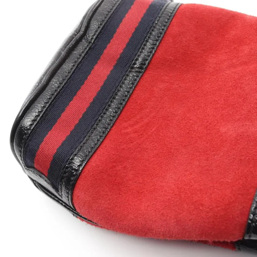 GUCCI Ophidia Mini Bucket Bag Embroidery Suede Leather Red Black 953012 Shoulder Bag