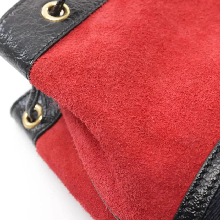 GUCCI Ophidia Mini Bucket Bag Embroidery Suede Leather Red Black 953012 Shoulder Bag
