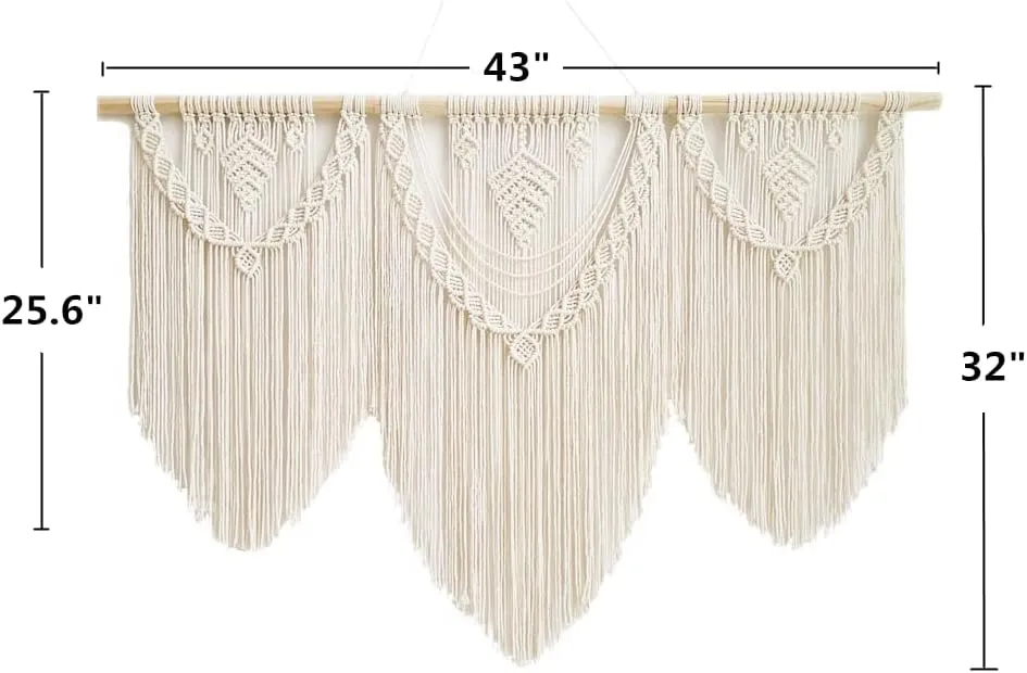 guzhiou large macrame wall hanging - Boho Tapestry Macrame Wall Decor Art- Chic Bohemian Handmade Woven Tapestry Home Decoration for Bedroom Living Room Apartment Wedding Party - 43"x32" (Beige-Leaf)
