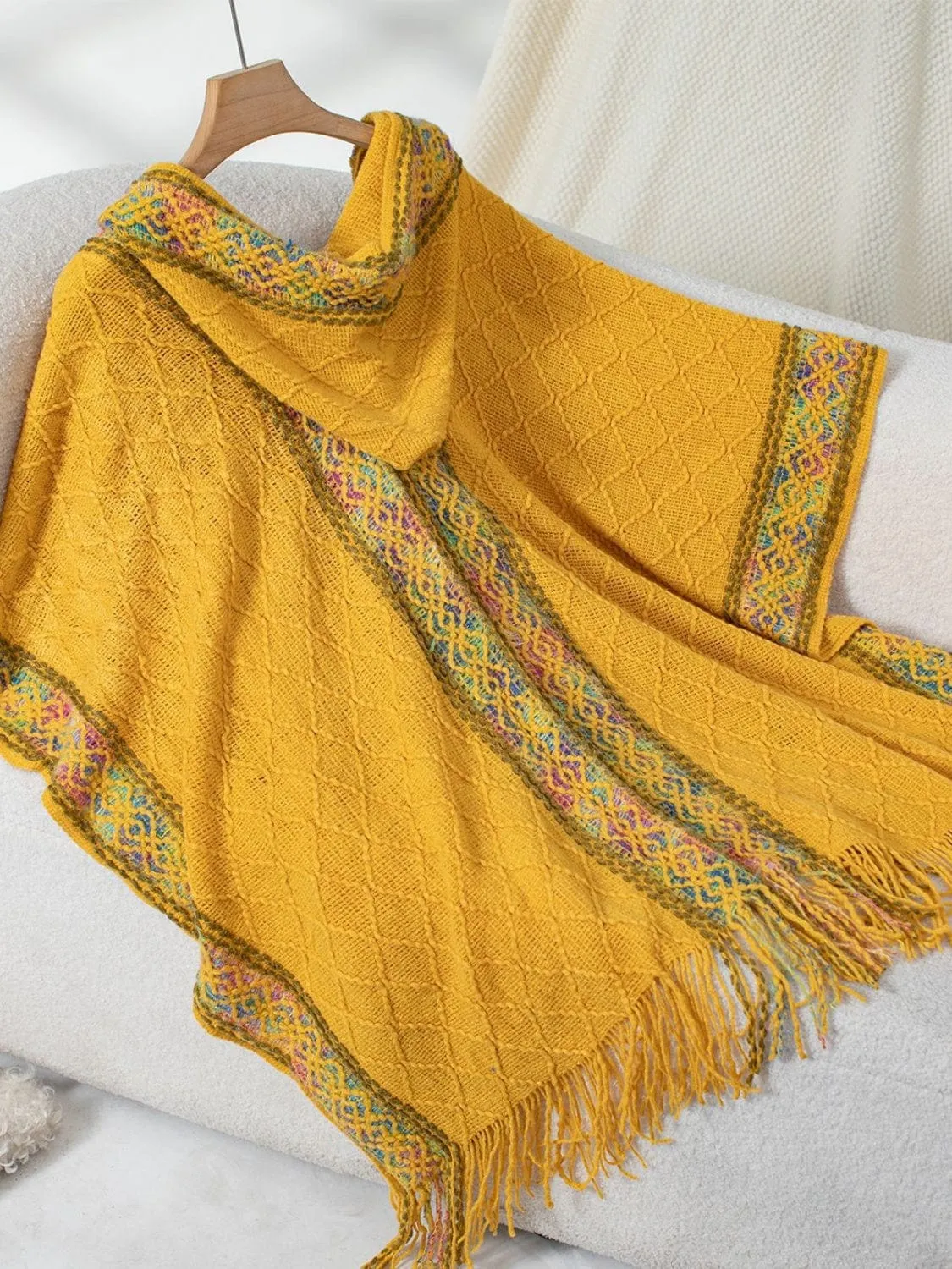 GYPSY - Trendy Fringe Hooded Poncho