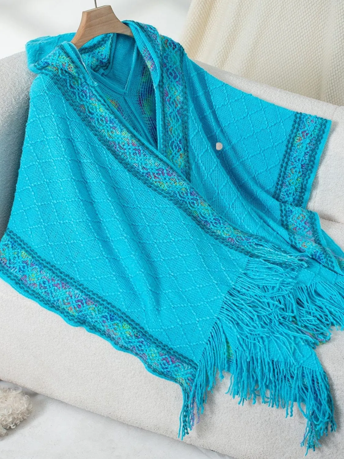 GYPSY - Trendy Fringe Hooded Poncho