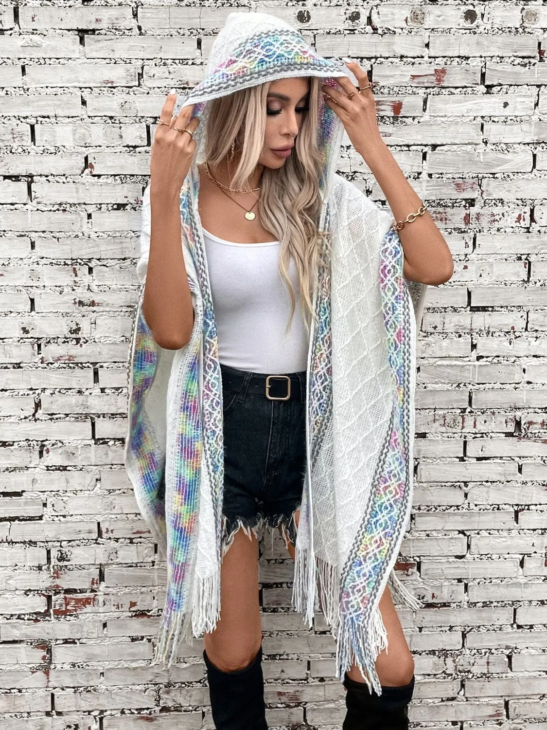 GYPSY - Trendy Fringe Hooded Poncho