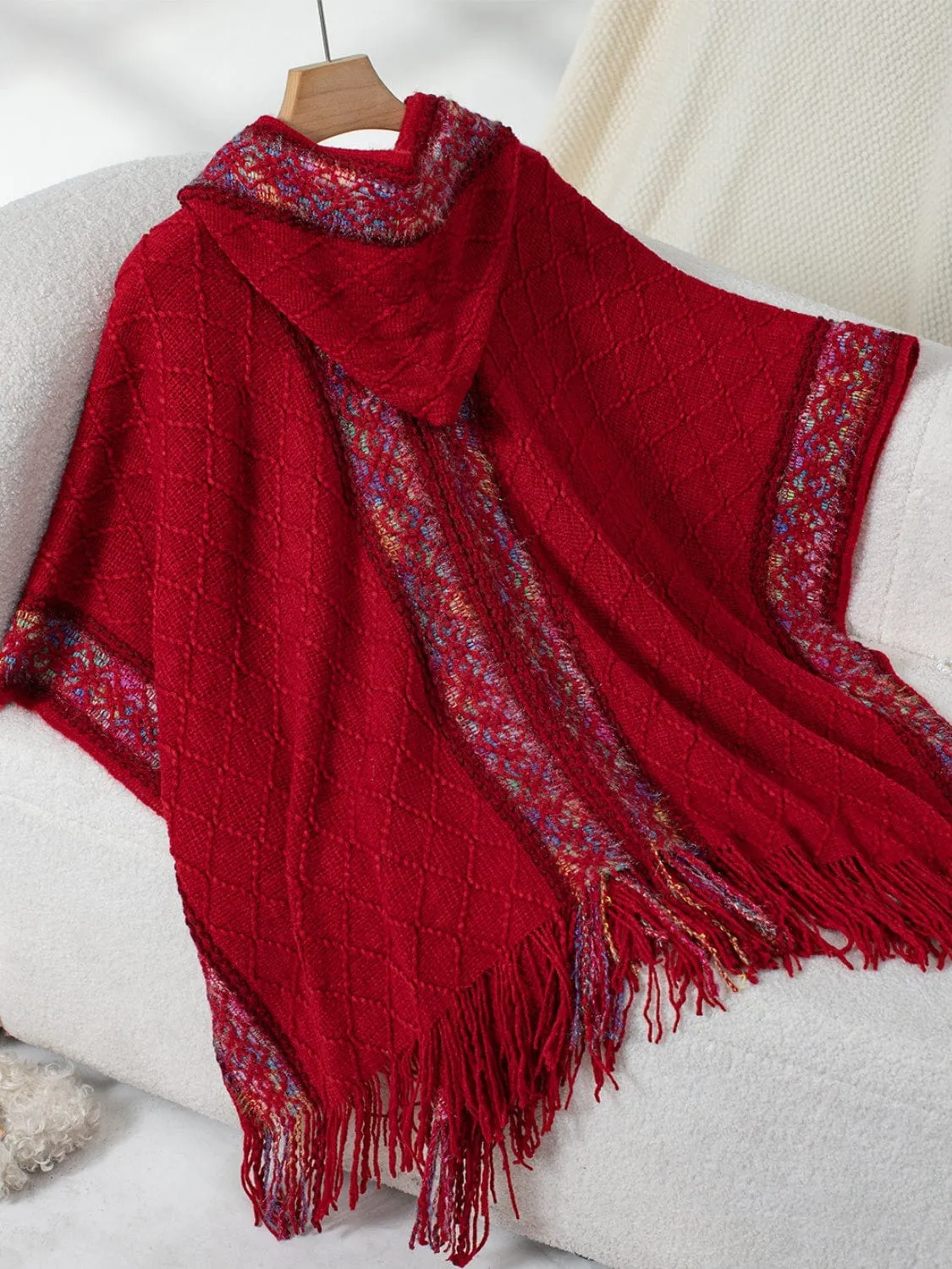 GYPSY - Trendy Fringe Hooded Poncho