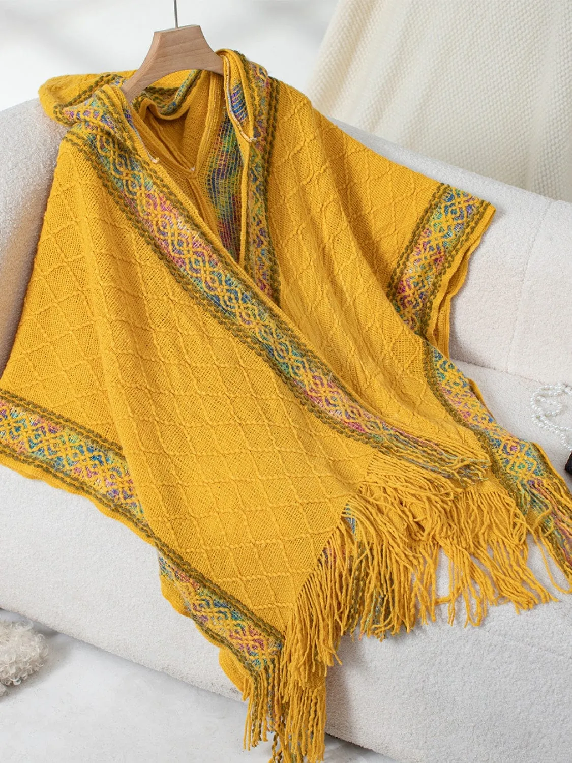 GYPSY - Trendy Fringe Hooded Poncho