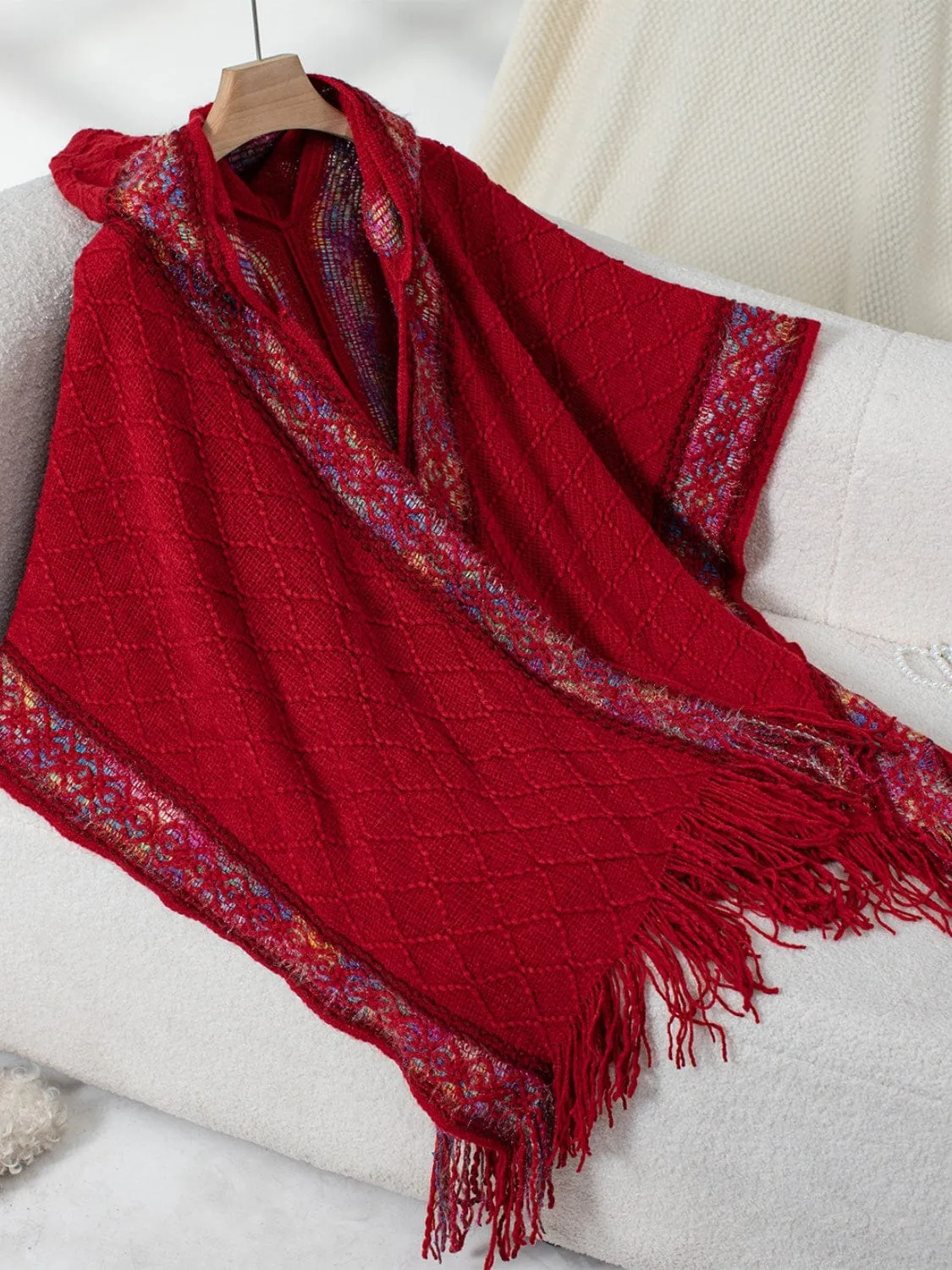 GYPSY - Trendy Fringe Hooded Poncho
