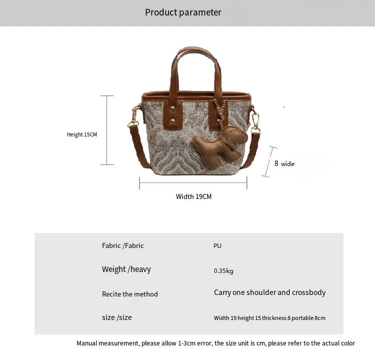 Hand-held small handbags Women's fashion embroidery bucket purses casual versatile crossbody bags