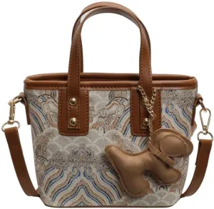 Hand-held small handbags Women's fashion embroidery bucket purses casual versatile crossbody bags