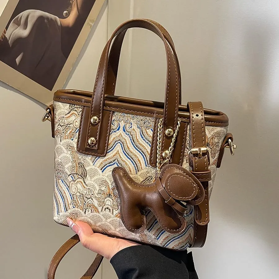 Hand-held small handbags Women's fashion embroidery bucket purses casual versatile crossbody bags