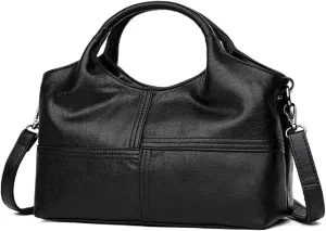 Handbag for Women PU Leather Top-Handle Satchel Ladies Shoulder Bag Stitching Tote Purse Crossbody Bag