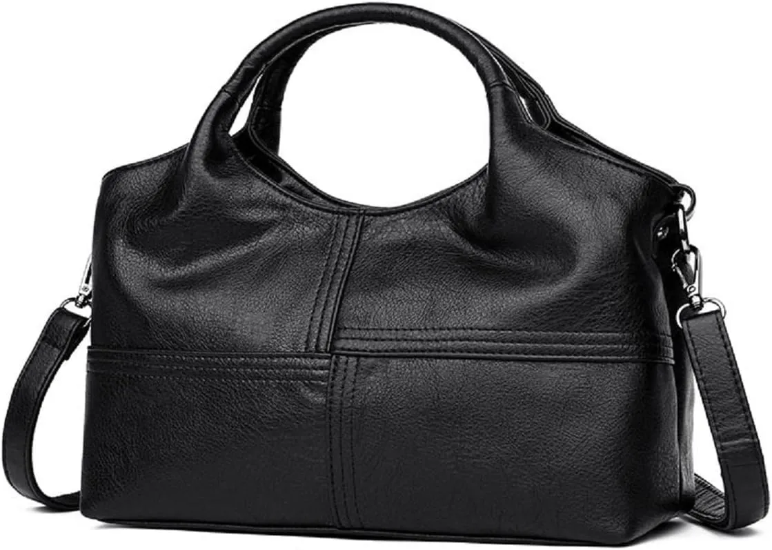 Handbag for Women PU Leather Top-Handle Satchel Ladies Shoulder Bag Stitching Tote Purse Crossbody Bag