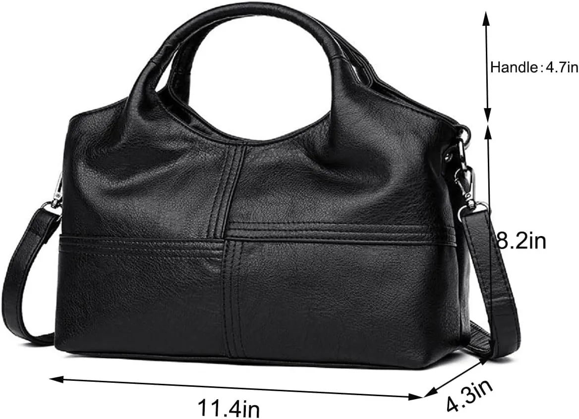 Handbag for Women PU Leather Top-Handle Satchel Ladies Shoulder Bag Stitching Tote Purse Crossbody Bag