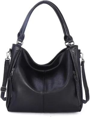 Handbags and Purses for Women PU Leather Top Handle Satchel Large Shoulder Bag Fashion Ladies Tote(Blue)