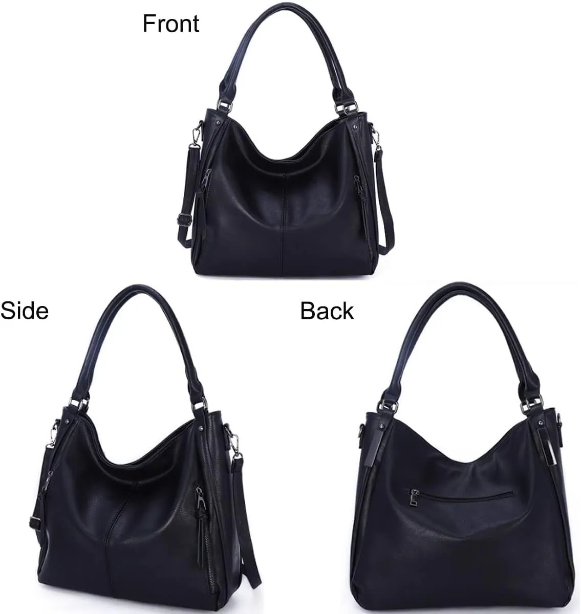 Handbags and Purses for Women PU Leather Top Handle Satchel Large Shoulder Bag Fashion Ladies Tote(Blue)