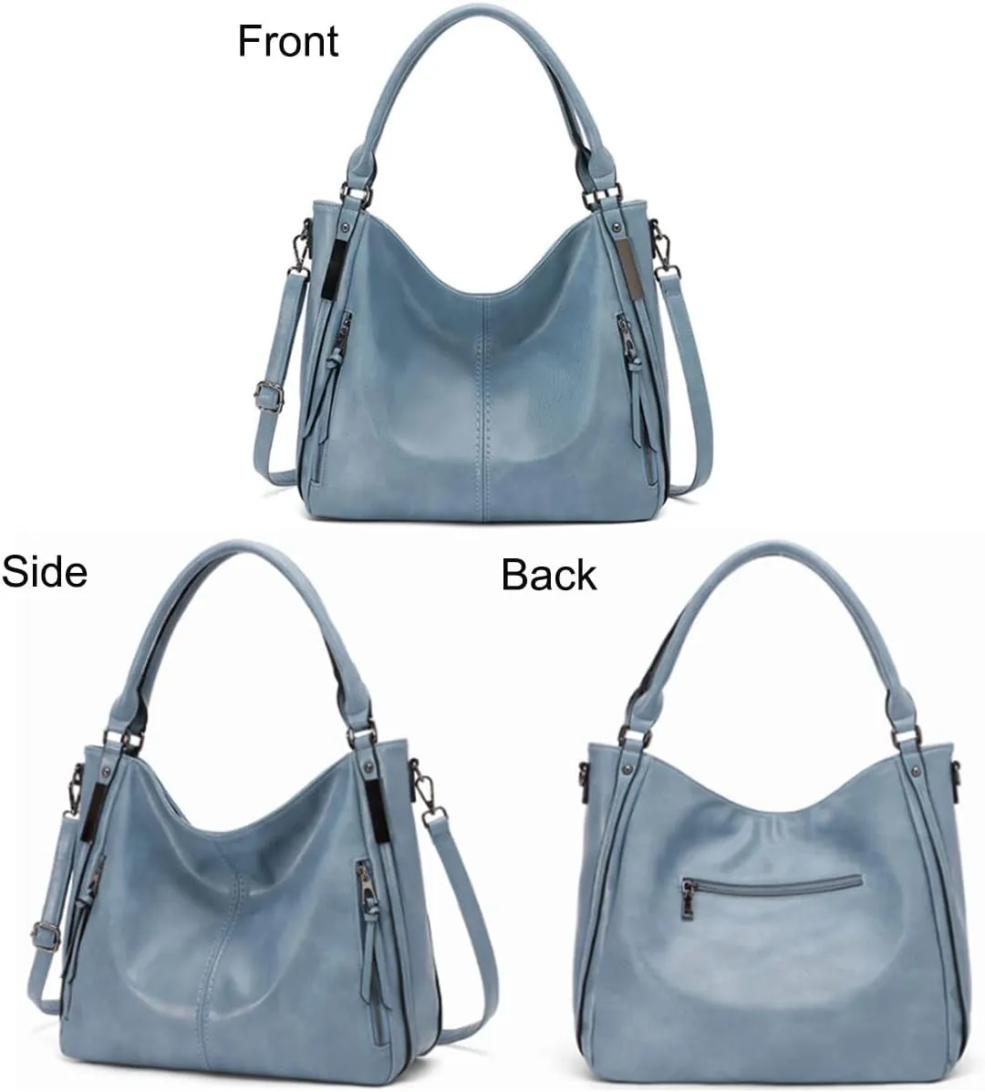Handbags and Purses for Women PU Leather Top Handle Satchel Large Shoulder Bag Fashion Ladies Tote(Blue)