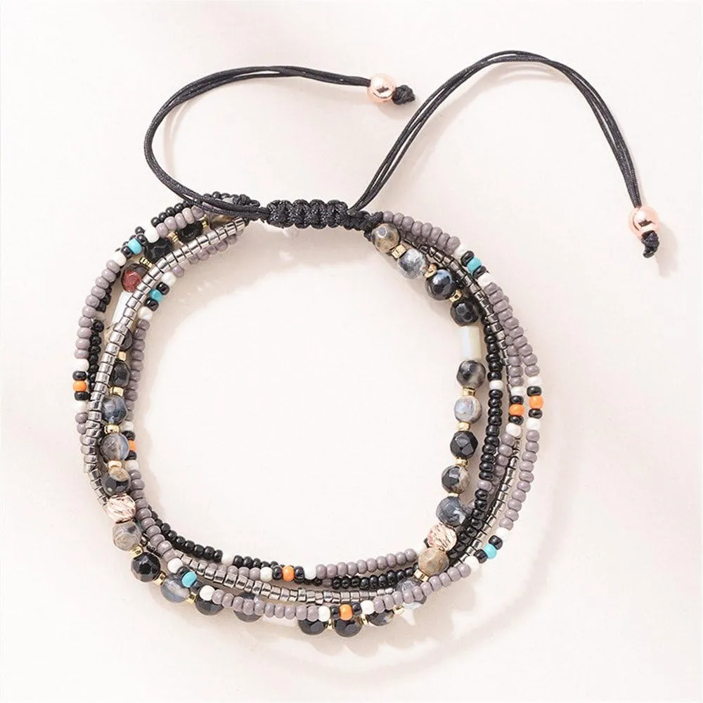 Handmade Adjustable Wrap Bracelet Bohemian String Braided Beads Anklets Gifts for Women