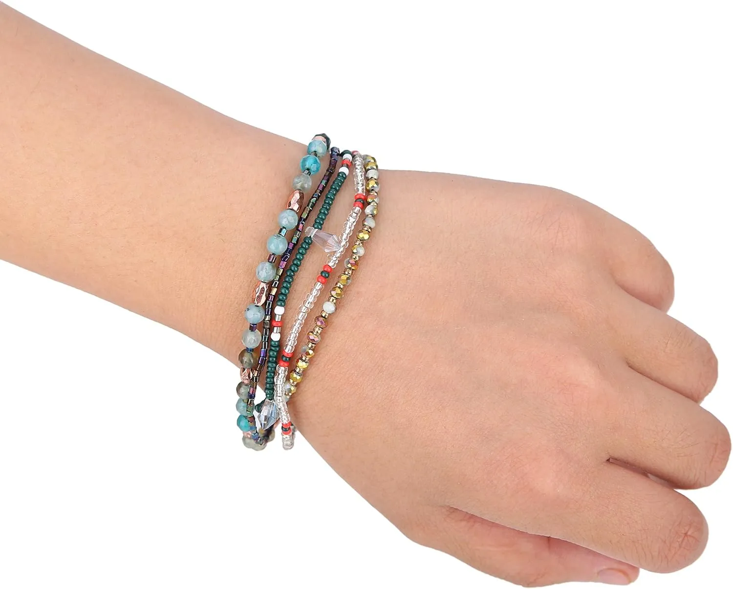 Handmade Adjustable Wrap Bracelet Bohemian String Braided Beads Anklets Gifts for Women
