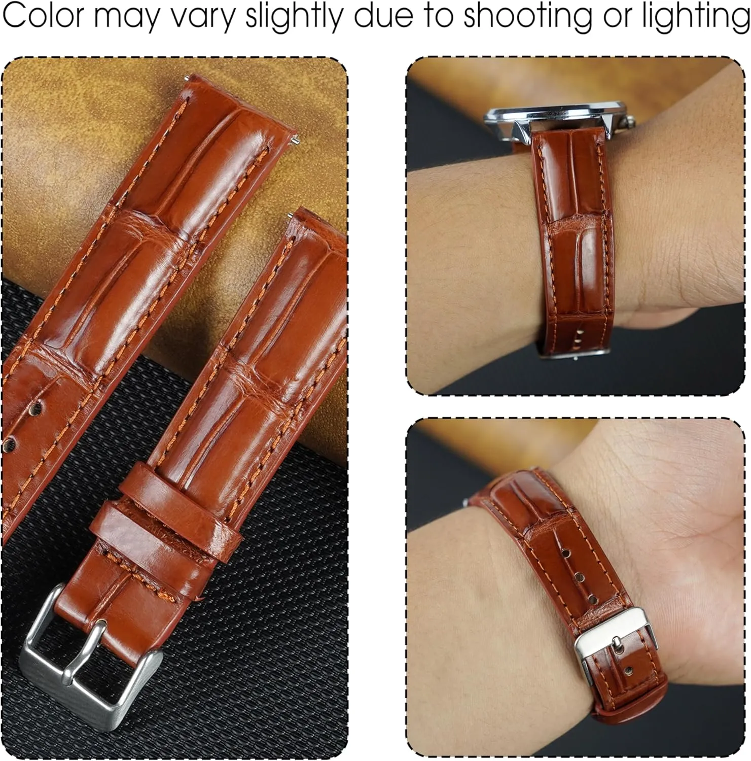 Handmade AIIi-gator Watch Band Men Quick Release Croc Premium Leather Watch Strap Replacement Silver Buckles Bespoke 18mm 19mm 20mm 21mm 22mm 24mm