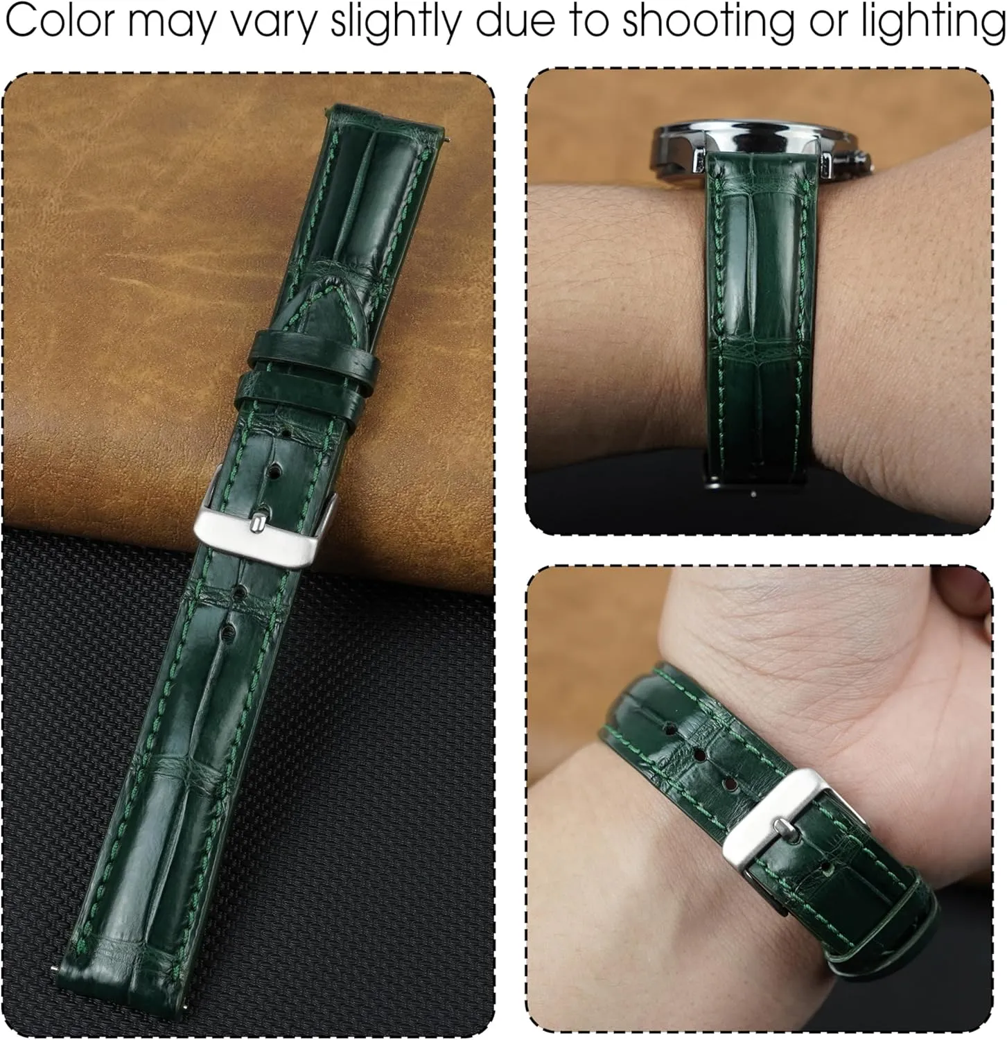 Handmade AIIi-gator Watch Band Men Quick Release Croc Premium Leather Watch Strap Replacement Silver Buckles Bespoke 18mm 19mm 20mm 21mm 22mm 24mm