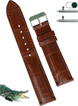 Handmade AIIi-gator Watch Band Men Quick Release Croc Premium Leather Watch Strap Replacement Silver Buckles Bespoke 18mm 19mm 20mm 21mm 22mm 24mm