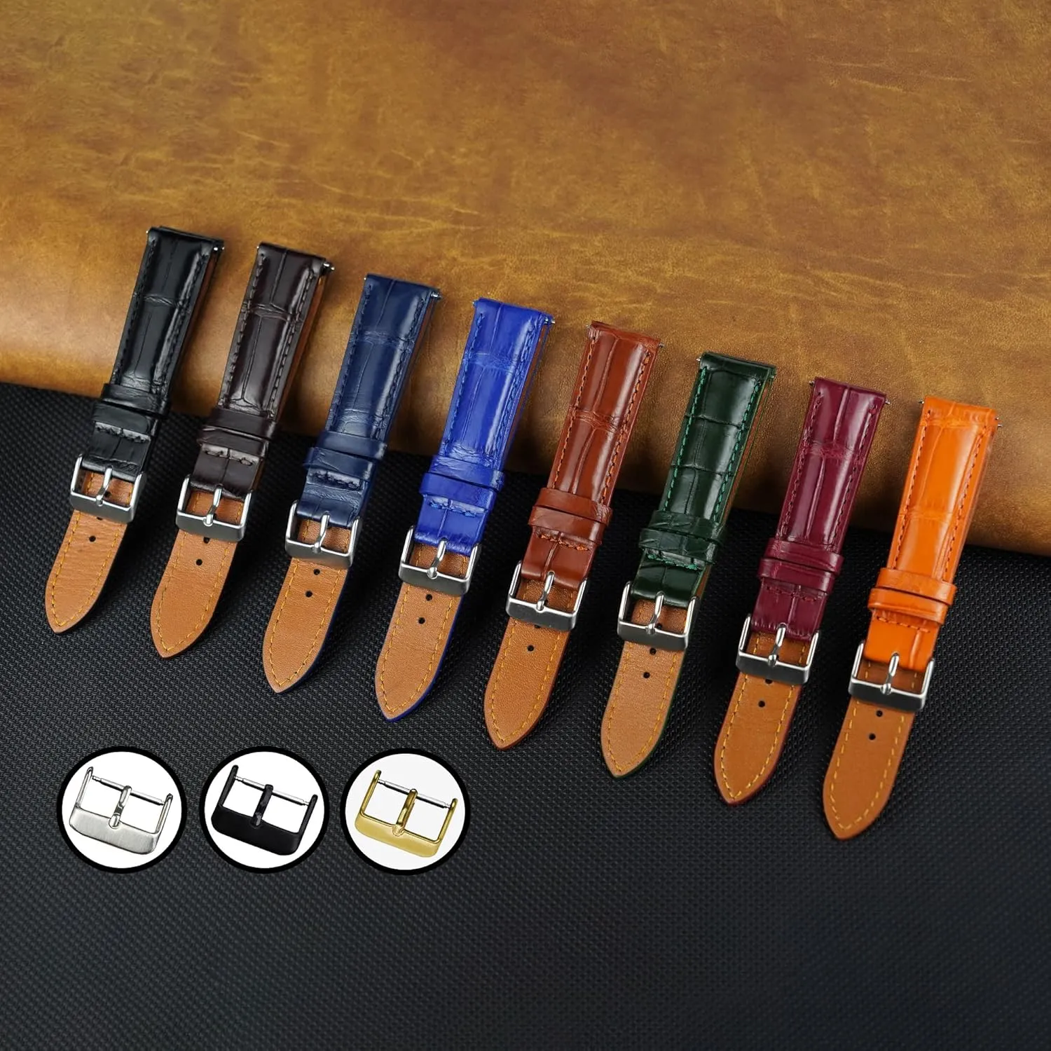 Handmade AIIi-gator Watch Band Men Quick Release Croc Premium Leather Watch Strap Replacement Silver Buckles Bespoke 18mm 19mm 20mm 21mm 22mm 24mm