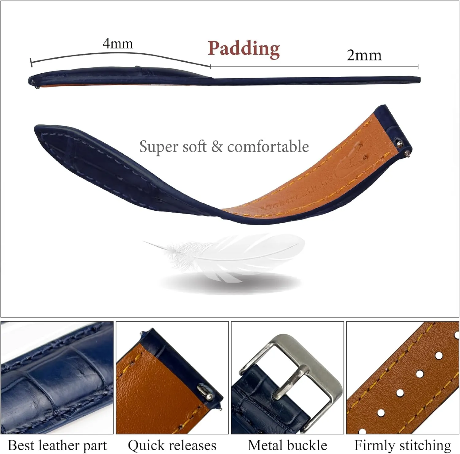 Handmade AIIi-gator Watch Band Men Quick Release Croc Premium Leather Watch Strap Replacement Silver Buckles Bespoke 18mm 19mm 20mm 21mm 22mm 24mm