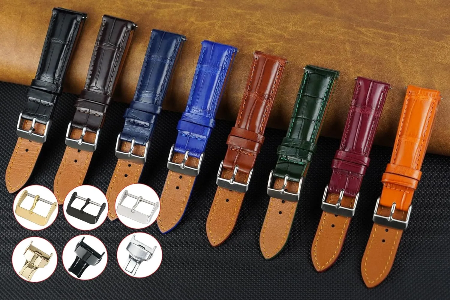 Handmade AIIi-gator Watch Band Men Quick Release Croc Premium Leather Watch Strap Replacement Silver Buckles Bespoke 18mm 19mm 20mm 21mm 22mm 24mm