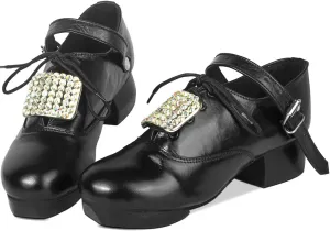 Handmade Irish Dance Hard Shoes with Crystal Buckles – Irish Shoes for Step Dancing, Lightweight Pure Cowhide Leather
