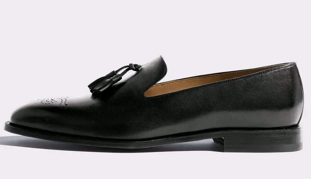 Handmade Men black leather Tassels moccasins, black leather moccasins shoes