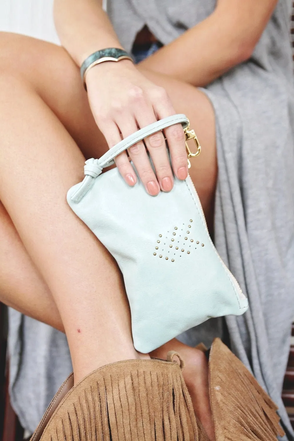 Handmade Small Leather Wristlet Handbag For Women - Available in Black Brown and 40  other Genuine Leather Options