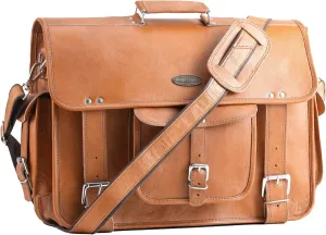 Handmade World Leather Messenger Bags For Men Women Mens Briefcase Laptop Bag Computer Satchel (Black, 18 Inches)